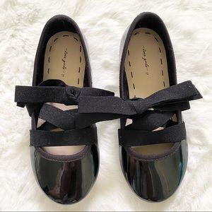 Zara Girls Black Patent Ballerina Shoes